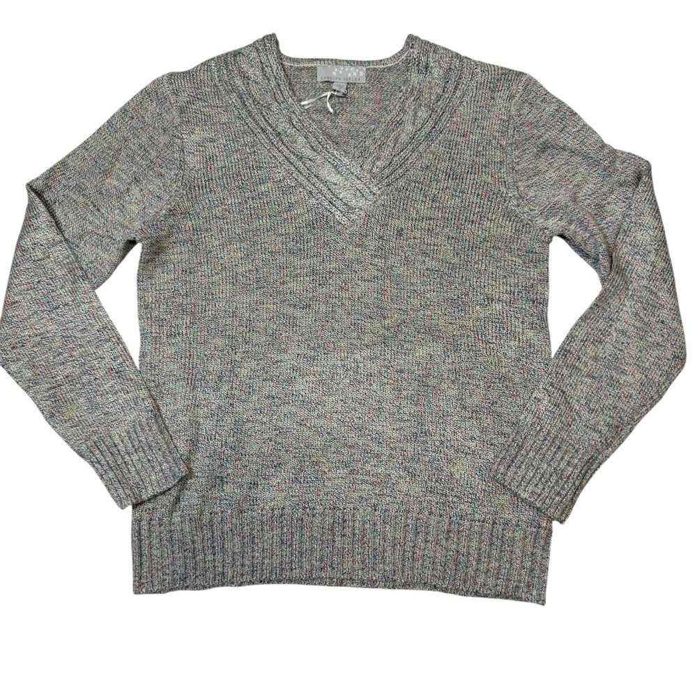 Carolyn Taylor Women’s V-Neck Marled Knit Pullover Sweater Multi-Color